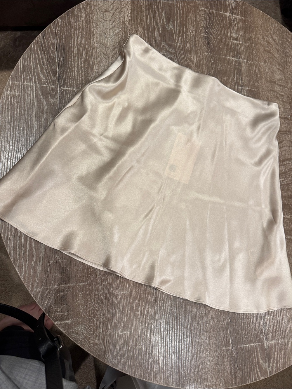 Quince Satin A-Line Skirt in Light Cream